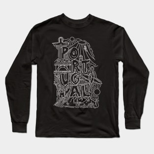 Portugal Doodle Style White Long Sleeve T-Shirt